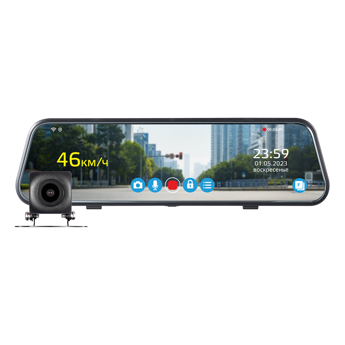 Уценённый видеорегистратор зеркало c камерой заднего вида iBOX UltraWide 4K WiFi GPS Dual